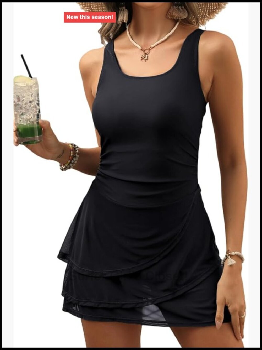 Women One Piece Swim Dress Tummy Control Modest Swim Skirt Bathing Suit